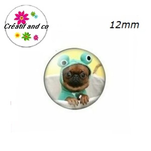 X2 cabochons chien humoristique 12mm