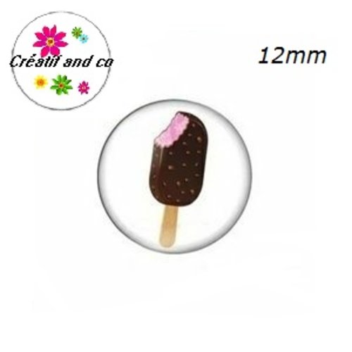 X2 cabochons esquimau choco fraise croqué 12mm