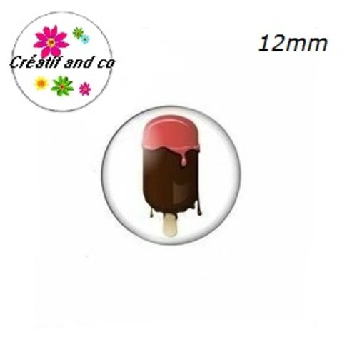 X2 cabochons esquimau choco coulis fraise 12mm