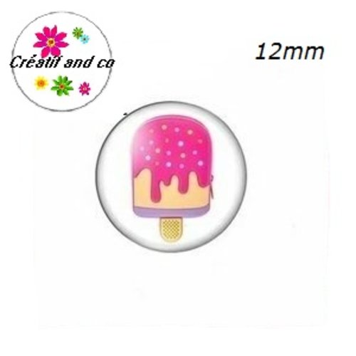 X2 cabochons esquimau coulis framboise 12mm