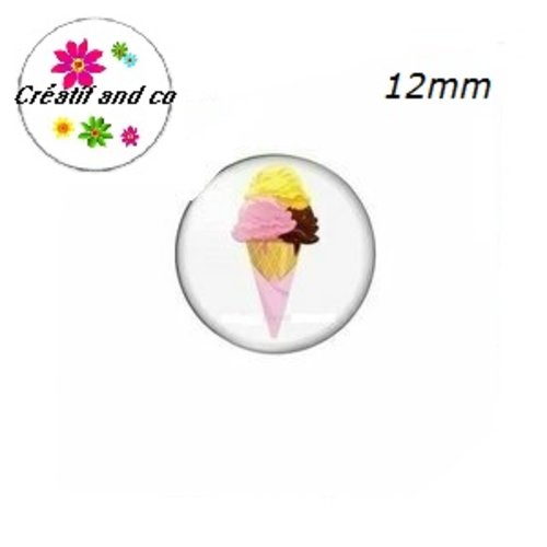 X2 cabochons cornet glace trio de parfum  12mm