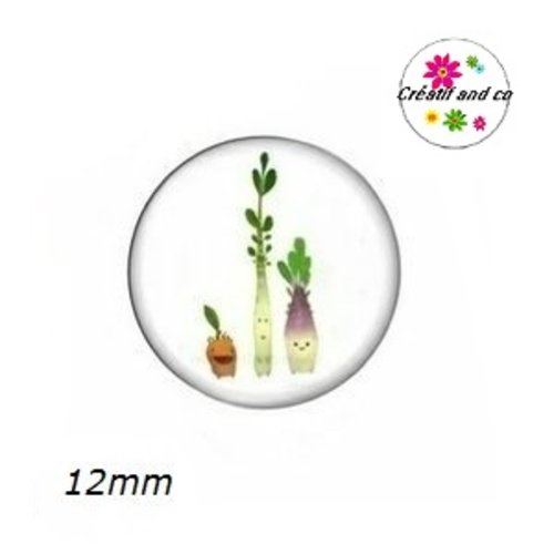 X2 cabochons trio de légumes humoristiques 12mm