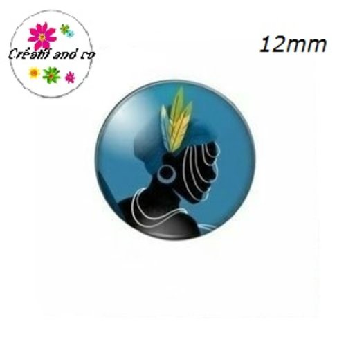 X2 cabochons visage femme africaine 12mm
