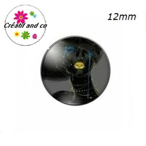 X2 cabochons visage femme africaine 12mm