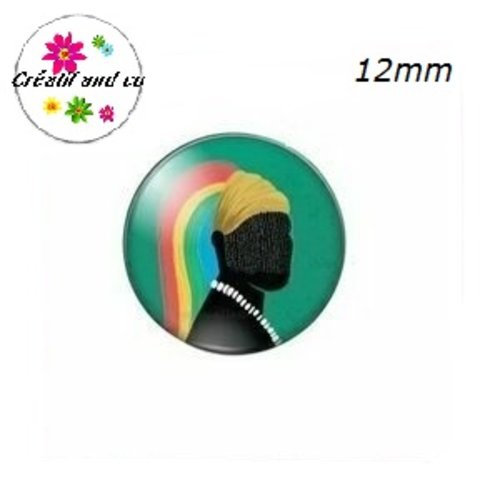 X2 cabochons visage femme africaine 12mm