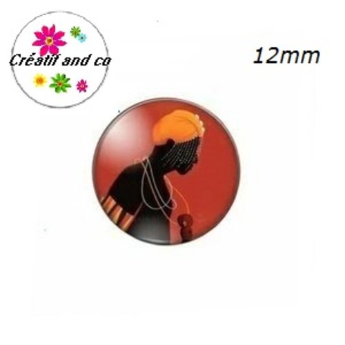 X2 cabochons visage femme africaine 12mm