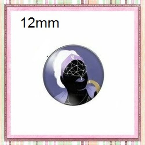 X2 cabochons visage femme africaine 12mm