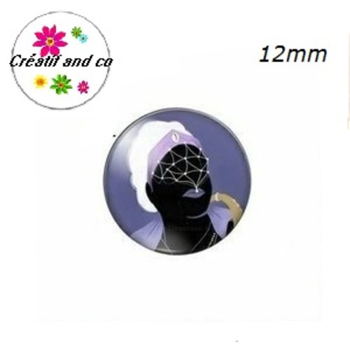 X2 cabochons visage femme africaine 12mm