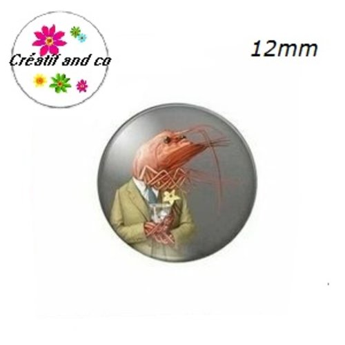 X2 cabochons monsieur écrevisse 12mm