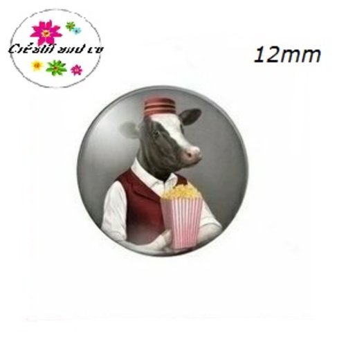 X2 cabochons vache humoristique 12mm