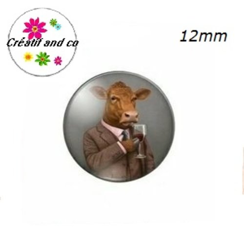 X2 cabochons vache humoristique 12mm