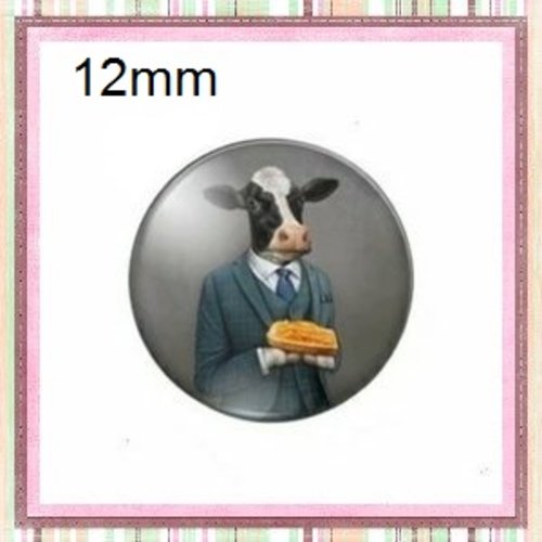 X2 cabochons vache humoristique 12mm