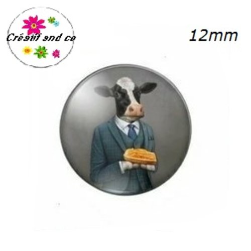 X2 cabochons vache humoristique 12mm