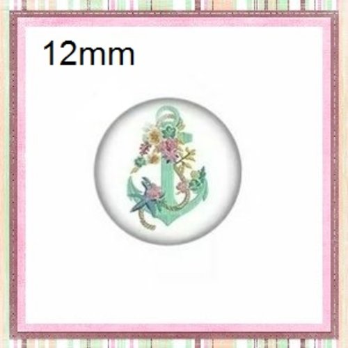 X2 cabochons ancre fleurie 12mm
