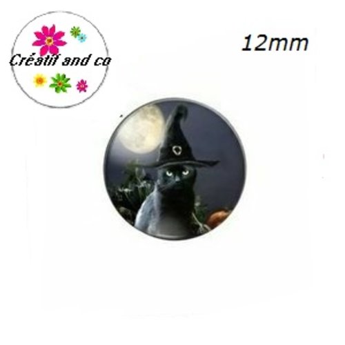 X2 cabochons  chat sorcier 12mm