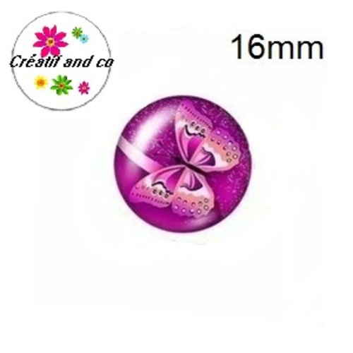 X2 cabochons papillon 16mm
