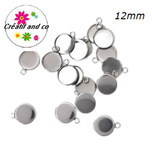 X20 supports pendentifs acier inoxydable cabochon 12mm