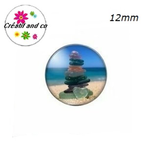 X2 cabochons galets 12mm