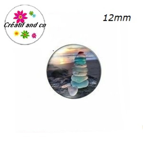 X2 cabochons galets 12mm