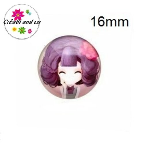 X2 cabochons visage fille 16mm