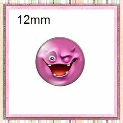 X2 cabochons visage humoristique rose 12mm