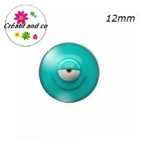 X2 cabochons visage humoristique vert 12mm