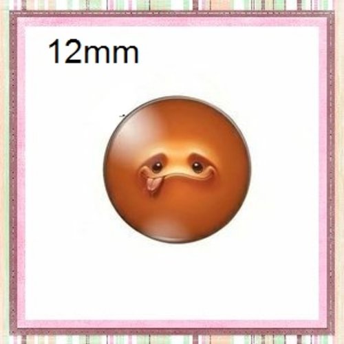X2 cabochons visage humoristique orange 12mm