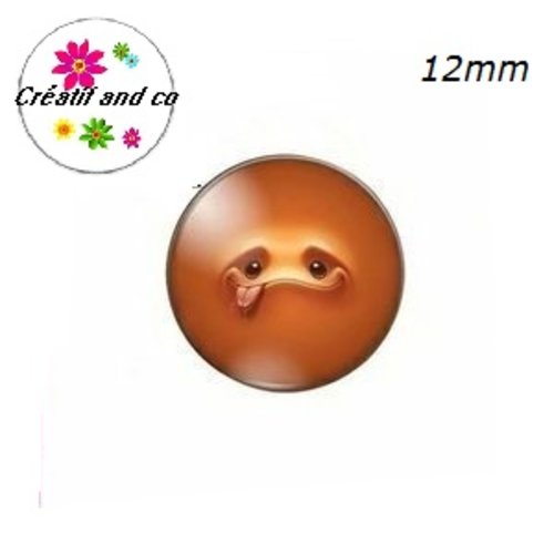 X2 cabochons visage humoristique orange 12mm