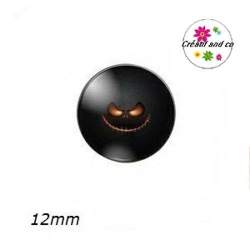 X2 cabochons visage humoristique noir 12mm