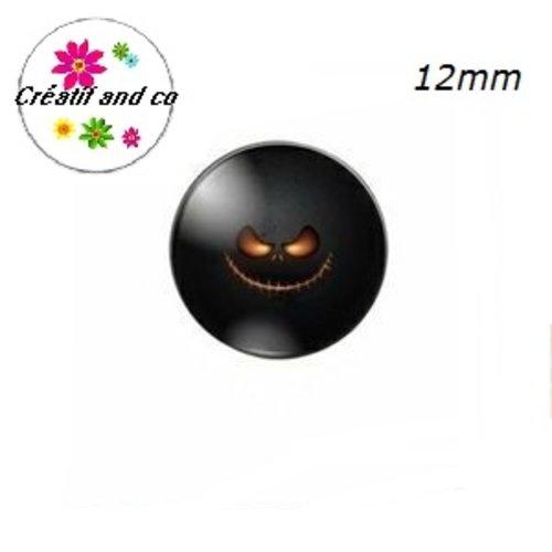 X2 cabochons visage humoristique noir 12mm