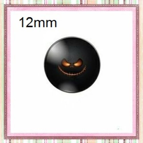 X2 cabochons visage humoristique noir 12mm