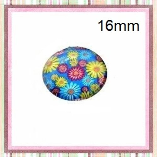 X2 cabochons fleuris 16mm