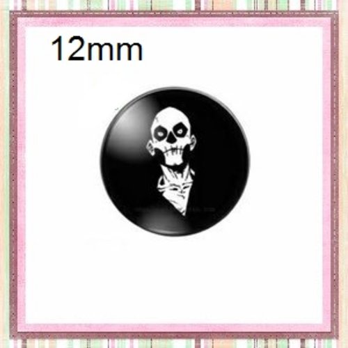 X2 cabochons steampunk,squelette,homme halloween 12mm