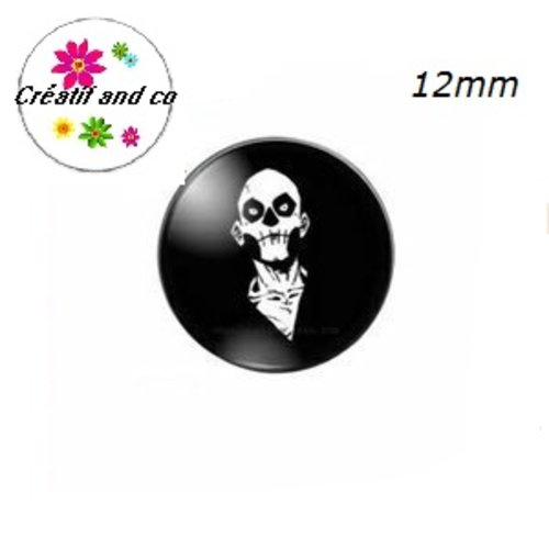 X2 cabochons steampunk,squelette,homme halloween 12mm