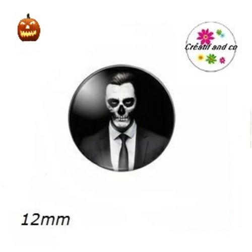 X2 cabochons steampunk,squelette,homme halloween 12mm