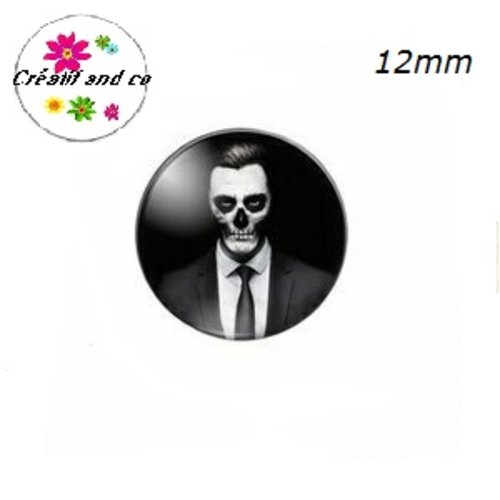 X2 cabochons steampunk,squelette,homme halloween 12mm