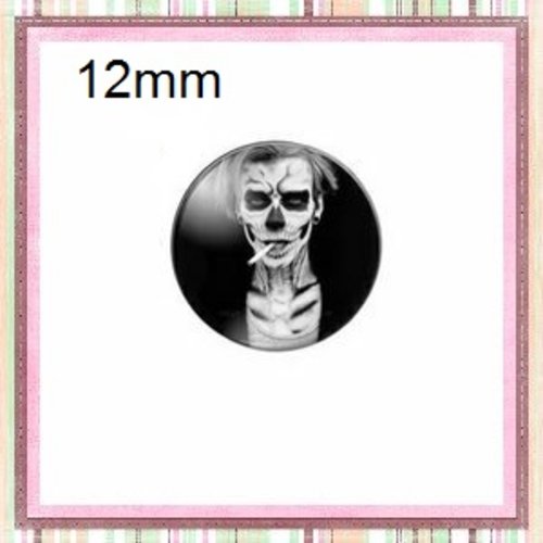 X2 cabochons steampunk,squelette,homme halloween 12mm