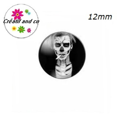 X2 cabochons steampunk,squelette,homme halloween 12mm