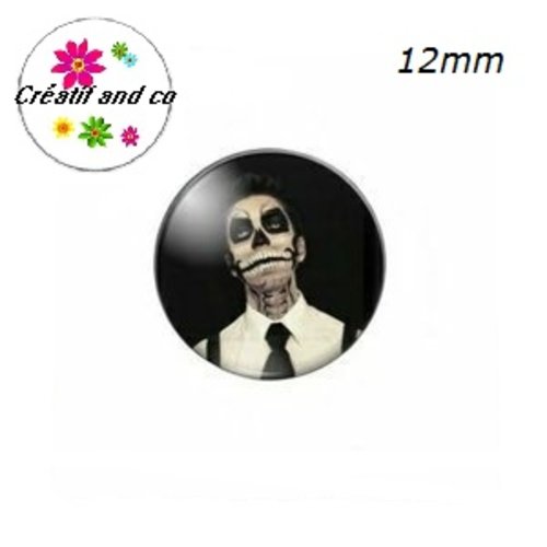 X2 cabochons steampunk,squelette,homme halloween 12mm