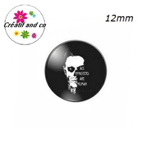 X2 cabochons steampunk,squelette,homme halloween 12mm