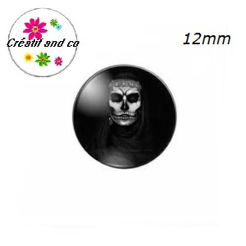 X2 cabochons steampunk,squelette,homme halloween 12mm