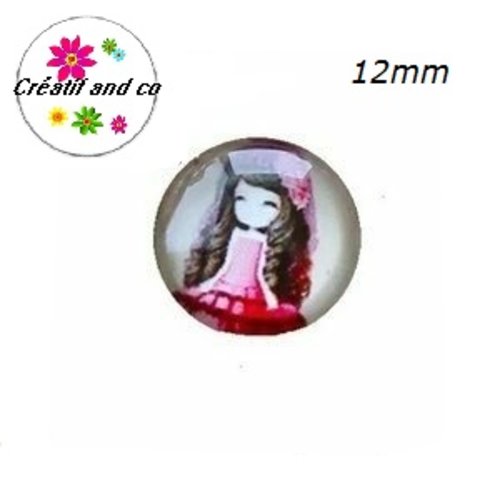 X2 cabochons petite fille 12mm