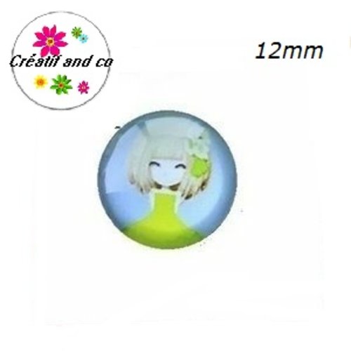 X2 cabochons petite fille 12mm