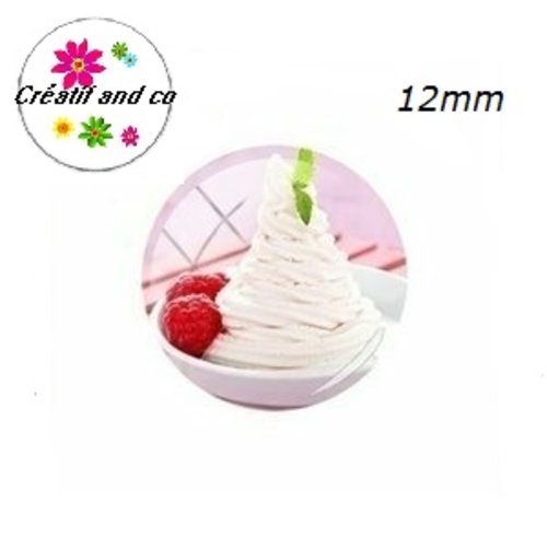 X2 cabochons glace chantilly 12mm