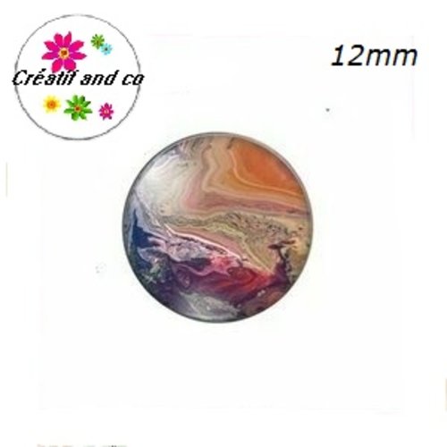 X2 cabochons cratère coloré 12mm