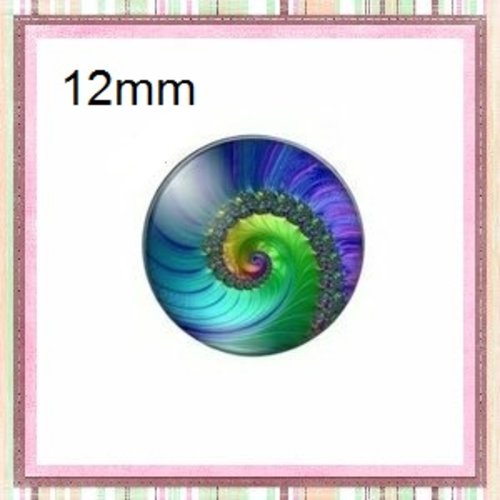 X2 cabochons spirale colorée 12mm