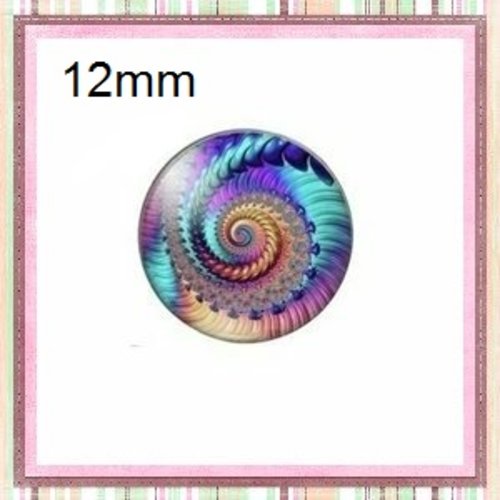 X2 cabochons spirale colorée 12mm