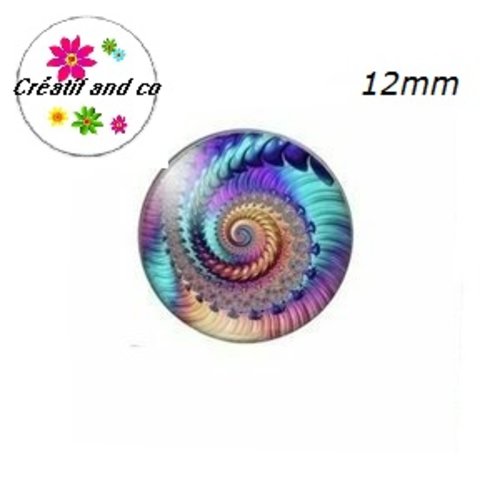 X2 cabochons spirale colorée 12mm