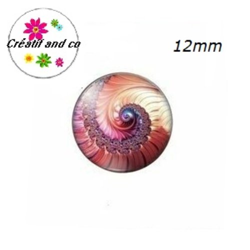 X2 cabochons spirale colorée 12mm