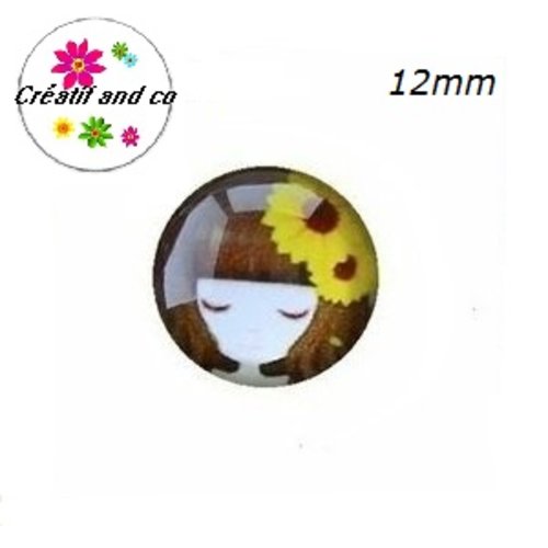 X2 cabochons petite fille 12mm